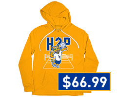 Mens Pitt Panthers Gold BreakingT Hail To Pitt Volleyball Roc Long Sleeve Fashion Hood