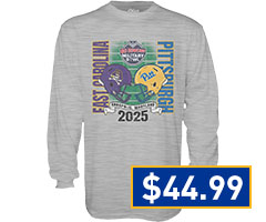 Mens Pitt Panthers Grey Blue 84 2025 Military Bowl Tee