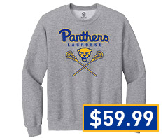 Mens Pitt Panthers Grey Summit Sportswear Womens Lacrosse Crossed Sticks Crew Sweatshirt